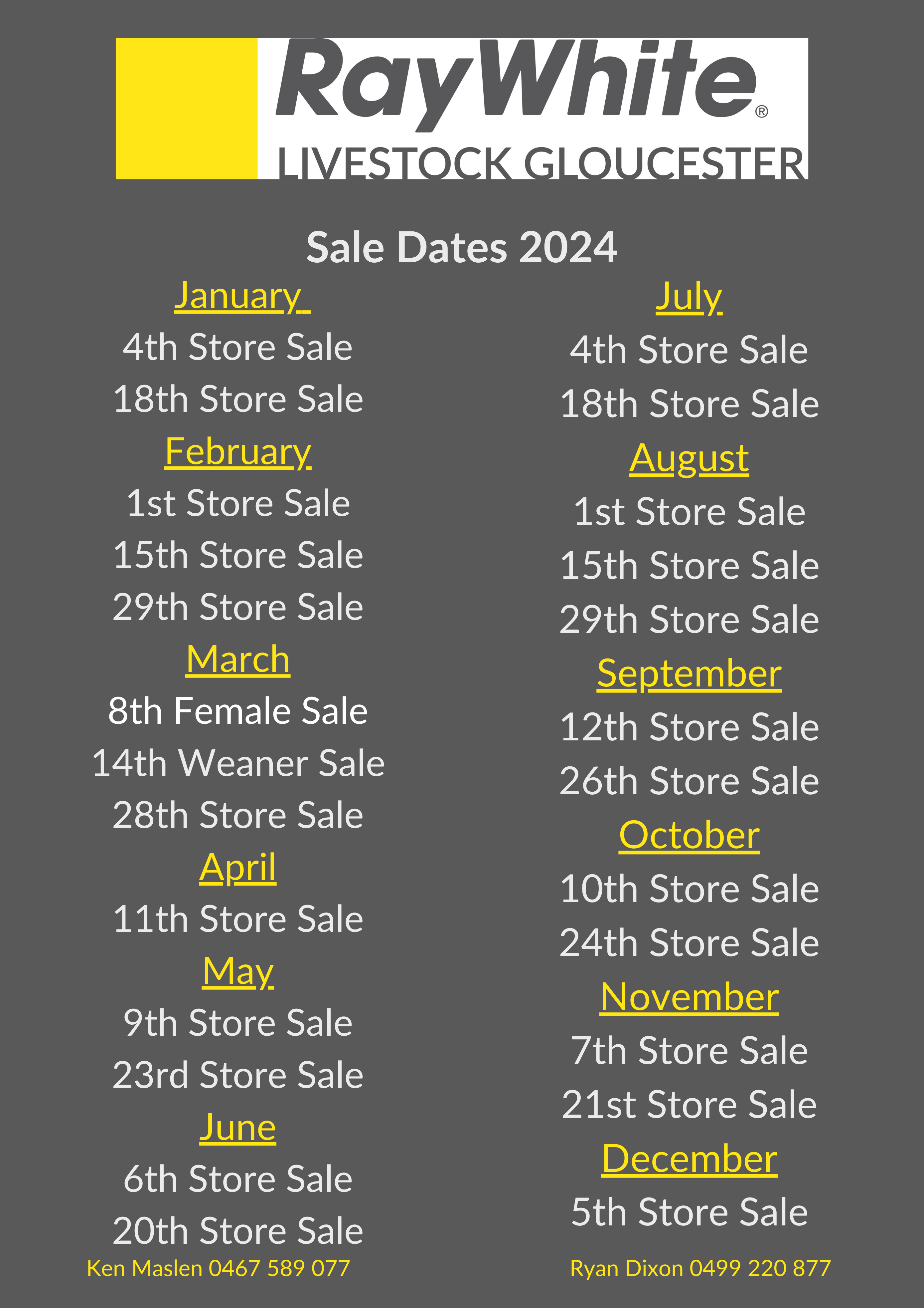 2024 Gloucester Store Sale Calendar Livestock Ray White Livestock