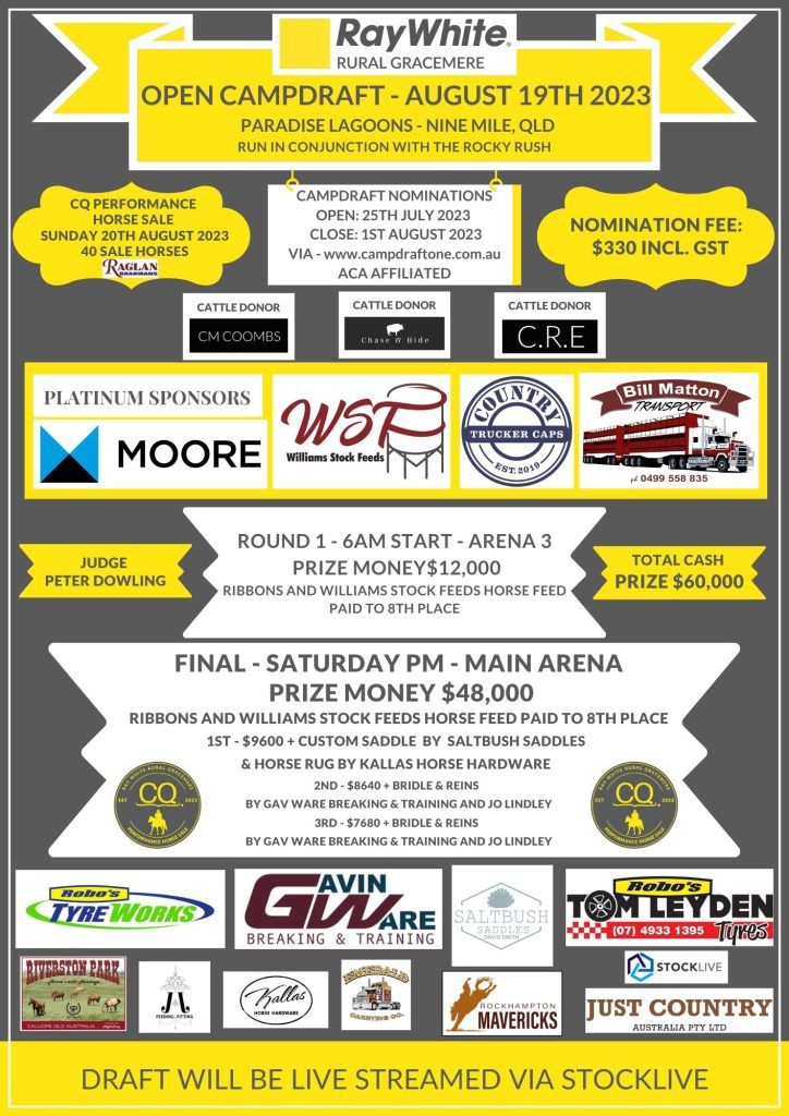 Open Campdraft Program CQ Performance Horse Ray White Rural Gracemere
